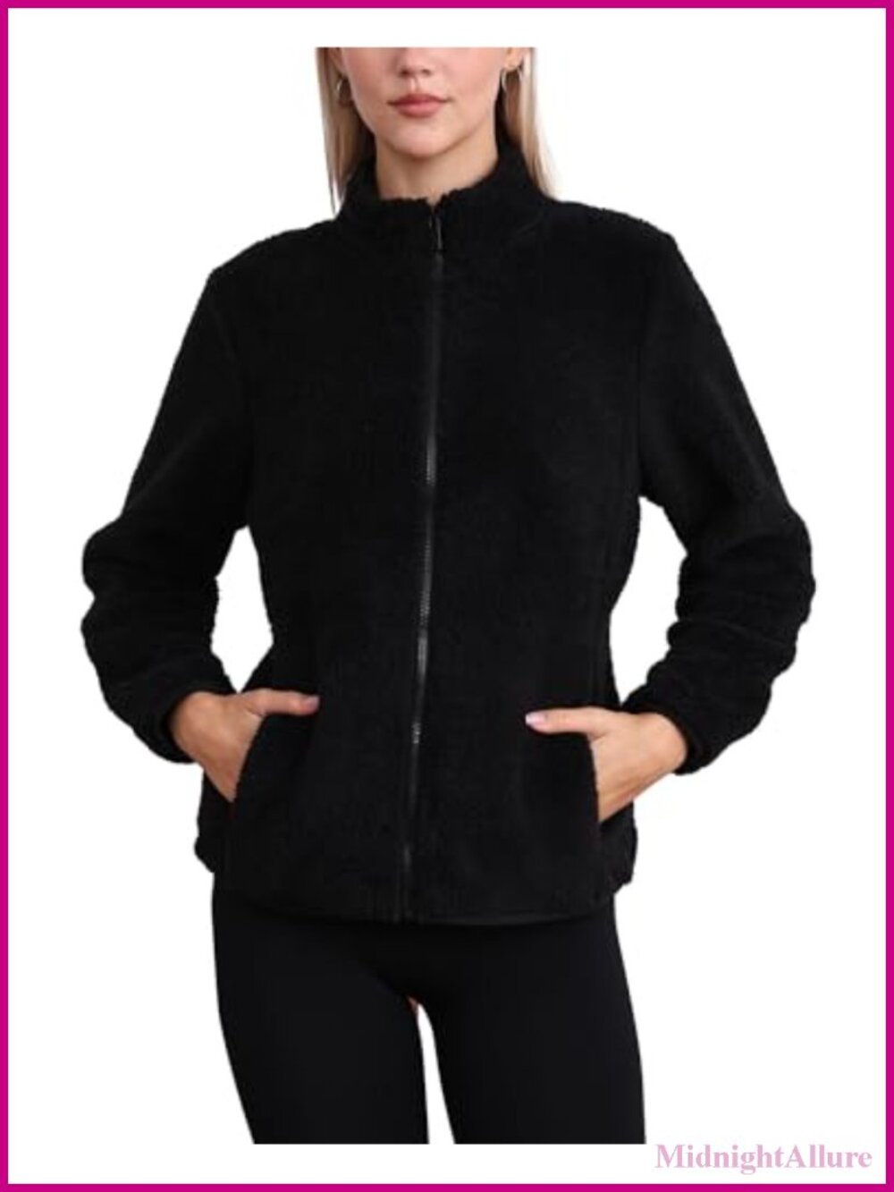 Fuzzy Fleece Full Zip Jacket with 4 Pockets